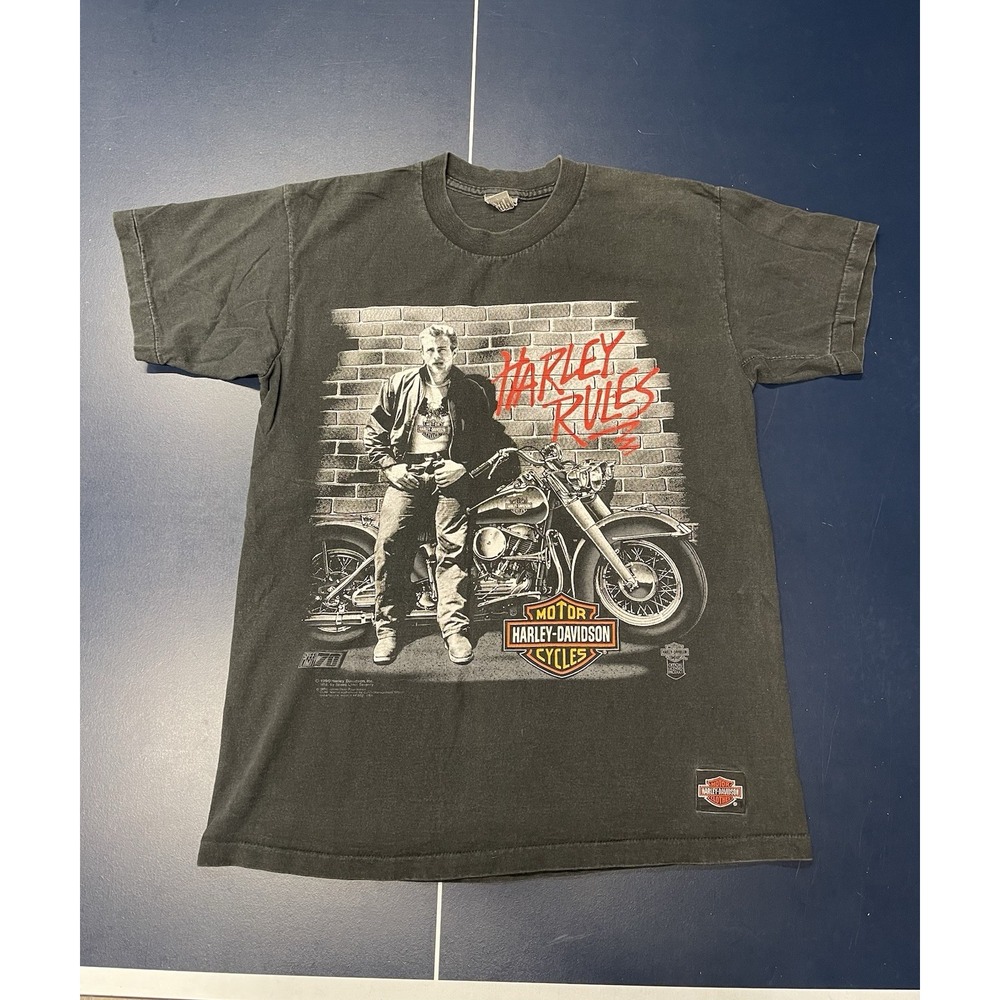 Rare 1990 Vintage Faded Harley Davidson "HARLEY RULES" James Dean T Shirt Size M